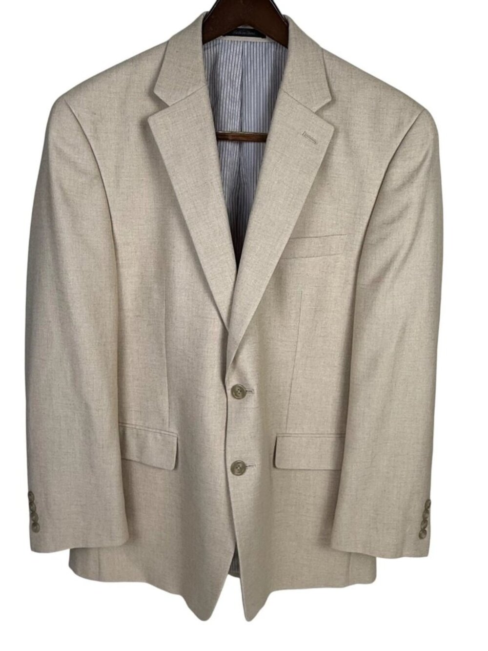 Chaps Ralph Lauren Beige Polyester Blazer 42S Beige Acetate Lining 2 Buttons